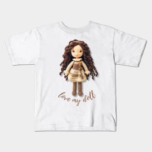 Handmade Wool Doll, Cozy and Cute - design 8 Kids T-Shirt